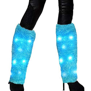 Luwint LED Flashing Furry Arm Leg Warmers - Light Up Clothing Accessories Toy for Halloween Christmas Rave Unicorn Costume, 1 pair - Glow-Paradise