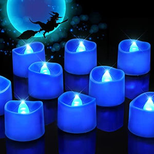 Homemory 24PACK Blue Tea Lights Candles, Flameless Flickering LED Candles Battery Operated, Navy Blue Tea Lights, Blue Base, Batteries Included - Glow-Paradise