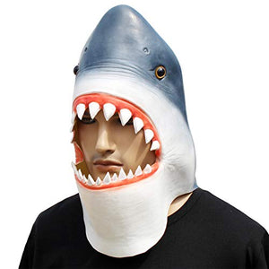 Animal Mask Fish Costume Mask Novelty Halloween Costume Party Latex Animal Head Mask (Shark) - Glow-Paradise