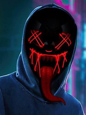 Halloween Scary LED Mask Light Up Mask for Women Men Festival Monster Cosplay Halloween Red Green Blue Neon Costume - Glow-Paradise