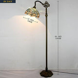 WERFACTORY Tiffany Floor Lamp Sea Blue Stained Glass Dragonfly Arched Lamp 12X18X64 Inches Gooseneck Adjustable Corner Standing Reading Light Decor Bedroom Living Room (LED Bulb Included) S147 Series - Glow-Paradise