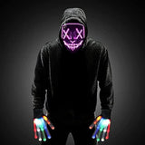 Halloween Scary Mask with LED Gloves Kit, LED Costume Mask EL Wire Light Up Mask for Halloween Costume Festival Cosplay(Pink) - Glow-Paradise