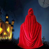 QBSM Adult Red Cloak with Hood Robe Halloween Witch Cosplay Little Red Riding Hood Costume for Women and Men - Glow-Paradise