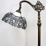 WERFACTORY Tiffany Floor Lamp White Crystal Bent Stained Glass Arched Lamp 12X18X64 Inches Gooseneck Adjustable Corner Standing Reading Light Decor Bedroom Living Room (LED Bulb Included) S508W Series - Glow-Paradise