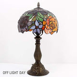 WERFACTORY Tiffany Style Table Lamp Bedside Stained Glass Lamp Red Rose Antique Desk Reading Light 10X10X18 Inches Decor Nightstand Bedroom Living Room Home Office S001 Series - Glow-Paradise
