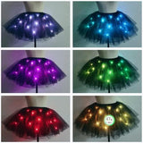 SHINYOU Women Tutu Skirt, Classic 5 Layered Tulle Party Skirt Smart LED Light Up EDM Dance Running Skirt for Party Cosplay Black+Smart LED, Short(Waist:22~28in)?- - Glow-Paradise