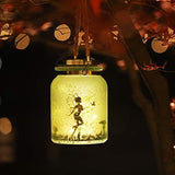 VOOKRY Solar Fairy Lantern Outdoor Fairy Decor Green Frosted Glass Hanging Jar Solar Garden Lights Fairy Decorations 20 LEDs Warm White Waterproof for Yard, Path, Christmas, Party, Birthday, Gifts - Glow-Paradise