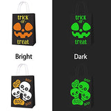 16 PCS Halloween Treat Bags for Kids Trick or Treat Candy Bags, Glow in The Dark Bags with Handles for Halloween Party Favors - Glow-Paradise