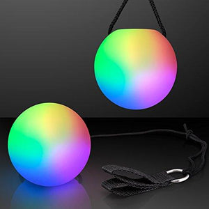 LED Poi Ball Swirling Light Rave Toy (Set of 2) Color Changing Poi Balls - Glow-Paradise