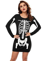 URATOT Halloween Costume for Women Glow in the Dark Skeleton Dress Long Sleeve Costume, Medium - Glow-Paradise