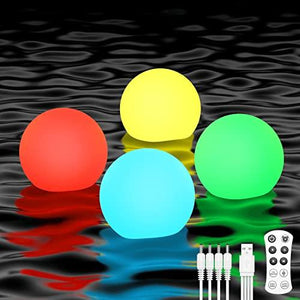 Floating Pool Lights [4 Pack] Rechargeable Halloween Lights with Timer/Remote IP68 Waterproof 16 Color Pumpkin Lights Pool Accessories for Party Holiday Outdoor Christmas Decorations Halloween Decor - Glow-Paradise