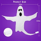 CCINEE Peek A Boo Hanging Ghost with White Lights 50" X 53" Prelit Large Spooky Outdoor Tree Wrap Ghost Decoration for Halloween Party Lawn Patio Haunted House Props Supply - Glow-Paradise