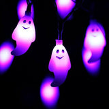 RECESKY 60 LED Halloween String Lights - 19.4ft Purple Ghost String Light with 30v Plug in, Extendable 8 Modes Halloween Lighting for Outdoor Garden Yard House Bedroom Halloween Party Decorations - Glow-Paradise