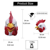 Molezu Rooster Mask,Halloween Novelty Costume Party Latex Animal head Mask Chicken Cock Cosplay Props,White (A) (C) - Glow-Paradise