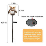 Go2garden Solar Lights Outdoor Owl Decorative Metal Stakes Lights Crackle Glass Light for Lawn, Yard Art, Pathway, Patio Decor(Bronze) - Glow-Paradise