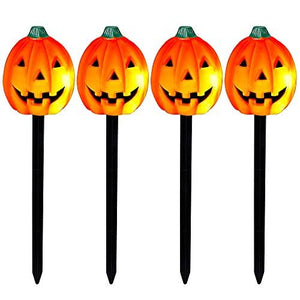 Twinkle Star Halloween Decorations 4 Pcs Jack-o-Lantern Garden Stakes, 15.75 Inch 20-Count High-Voltage Bulb Lighted Pumpkins, Light Up DIY Pumpkin Stake Garden Yard Tree Indoor Outdoor Ornament - Glow-Paradise
