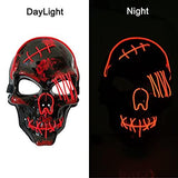 Halloween Mask LED Light up Costumes Scary Mask for Party Supplies Favor (Red pirate) - Glow-Paradise