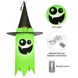 JOYIN 8 Pack 24" Halloween Light up Hanging Ghost with Remote Control, Halloween Light up Hanging Ghost Prop Decoration with Witch Black Hat for Halloween Trees, Patio, Bedroom, House Decorations - Glow-Paradise