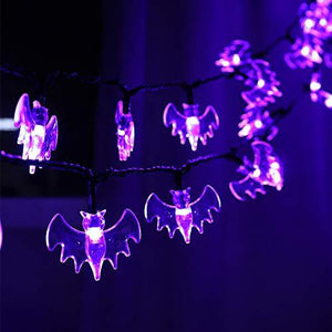 RECESKY 70 LED Bat String Lights - 22.6ft Halloween String Lights, Waterproof Plug in Light for Outdoor, Indoor Decor - Halloween Lighting for Garden, House, Halloween Party Decorations (Purple) - Glow-Paradise