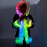 LED Light Faux Fur Coat – LED Clothing Cloak Rave Clothes for Women and Men (Brown, Large) - Glow-Paradise