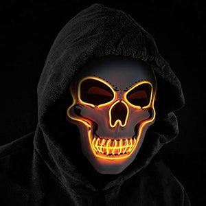 Halloween Mask LED Light up Costumes Scary Mask for Party Supplies Favor (Orange) - Glow-Paradise