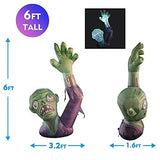 GOOSH 6 Feet High Halloween Inflatable Terror Green Zombies Raise Hands Blow Up Yard Decoration Clearance with LED Lights Built-in for Holiday/Party/Yard/Garden - Glow-Paradise