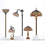 WERFACTORY Tiffany Table Lamp Sea Blue Yellow Stained Glass Dragonfly Mather-Daughter Vase Table Lamp 16X16X24 Inches Desk Light Decor Bedroom Living Room Home Office (LED Bulb Included) S128 Series - Glow-Paradise