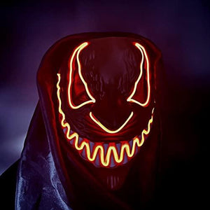 Xcovpds Halloween Scary LED Mask Costume Light Up Mask with 3 Lighting Modes EL Mask for Halloween Costume Cosplay Party - Halloween Glowing Mask for Men Women Kids(Red - Glow-Paradise