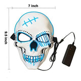 Halloween Mask LED Light up Costumes Scary Mask for Party Supplies Favor (Blue skull) - Glow-Paradise
