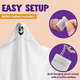 JOYIN 2 pcs Light Up White Hanging Ghost with White LED Lights, 35.4” Hanging Flying Ghost for Halloween Outdoor Yard Tree Porch, Haunted House Decoration - Glow-Paradise