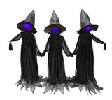JOYIN 3 Pack 48" Halloween Light Up Witch Yard Stake, Witch Yard Sign with Creepy Sound (Sound Activation) for Halloween Outdoor, Lawn, Yard, Patio Decoration, Haunted House Decorations - Glow-Paradise