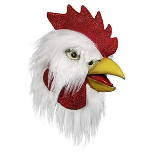 Molezu Rooster Mask,Halloween Novelty Costume Party Latex Animal head Mask Chicken Cock Cosplay Props,White (A) (A) - Glow-Paradise