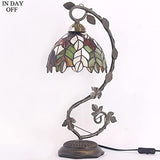 WERFACTORY Tiffany Lamp Stained Glass Table Lamp Bedside Maple Leaf Thin Antique Desk Reading Light 8X10X21 Inches Decor Small Space Bedroom Home Office LED Bulb Included S804 Series - Glow-Paradise