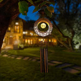 Solar Wind Chimes Round LED Crackle Glass Ball Metal Hanging Decor with Outside Deep Tone Elegant Gifts Garden Yard Porch Light Decorations Birthday Christmas for Mom Women Bronze… - Glow-Paradise