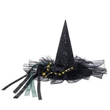 QinYing Halloween Costume Witch Hats for Women Steeple Top with LED Lights for Party (Black Polka Dots) - Glow-Paradise