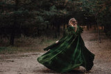 JEGERMIG Gothic Ladies Long Cape Cloak Solid Color Coat Cloak with Masquerade Costume Cloak Green - Glow-Paradise