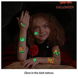 Temporary Tattoos for Kids - 200 Styles Waterproof Mixed Style Halloween Cartoon Fake Tattoo, Glow in The Dark Spider Bat Witch Pumpkin Ghost Tattoo, Boys Girls Party Supplies Favor (20Sheets) - Glow-Paradise