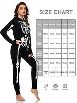 URATOT Women Skeleton Costume Glow in The Dark Halloween Onesie Pajama, Medium Black - Glow-Paradise