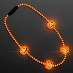 LED Pumpkin Light Up Beads Necklace, Fun Halloween Jewelry - Glow-Paradise