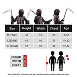 Grim Reaper Costume for Kids Phantom Halloween Costume with Creepy Red Glowing Eyes, Skull Gloves Scythe included - Glow-Paradise