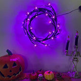 [Timer & 8 Modes] 6Ft 54 LED Halloween Willow Vine Twig 18 LED Spiders, 36 Purple Halloween Lights Waterproof Battery Operated Garland Halloween Scary Decorations Home Indoor Wall - Glow-Paradise