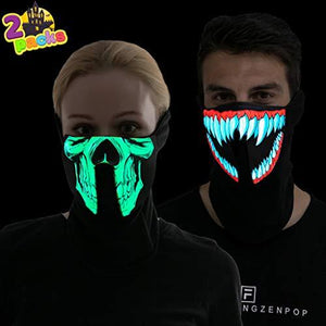 Halloween Light-Up Mask (2 Pack), Scary Monster and Skeleton Purge Mask for Halloween Costume Dress-up Accessories - Glow-Paradise