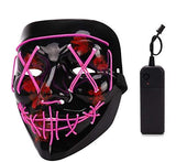 Depointer Halloween Scary Mask Cosplay Led Costume Mask EL Wire Light up Halloween Festival Party(Pink) - Glow-Paradise