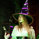 Halloween Costume LED Witch Hat for Girls & Womens Festival Cosplay,Light up Halloween Costume Masquerade Parties,Carnival,Halloween Accessories Gifts - Glow-Paradise