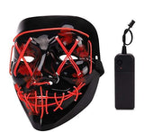 Depointer Halloween Scary Mask Cosplay Led Costume Mask EL Wire Light up Halloween Festival Party(Red) - Glow-Paradise