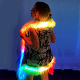 Led Light Up Clothing - Rave Clothes For Women Fuzzy Vest Sequin Disco Jacket Men Fur coat Costume Outfits (Medium) - Glow-Paradise