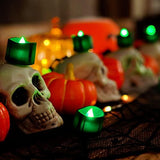 Homemory 24-Pack Eerie Green Tea Lights Battery Operated, Halloween Candle Tea Lights, Flameless Flickering Green Candles, Ideal for Halloween, Holiday Decor, Theme Party, Dia 1-2/5" x H 1-1/4'' - Glow-Paradise