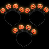 JOYIN Halloween 3 Pcs LED Pumpkin Headband with 6 Different Flashing Light Modes, Light Up Pumpkin Shaped Headband for Halloween Party Favor and Supplies, Halloween Accessory Supplies - Glow-Paradise