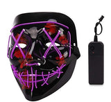 Depointer Halloween Scary Mask Cosplay Led Costume Mask EL Wire Light up Halloween Festival Party(Purple) - Glow-Paradise