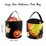 BEMISO Halloween Trick or Treat Bags With LED light Halloween Candy Basket Tote Bags Multipurpose Reusable Goody Bucket for Kids Halloween Party Favors (Black) - Glow-Paradise